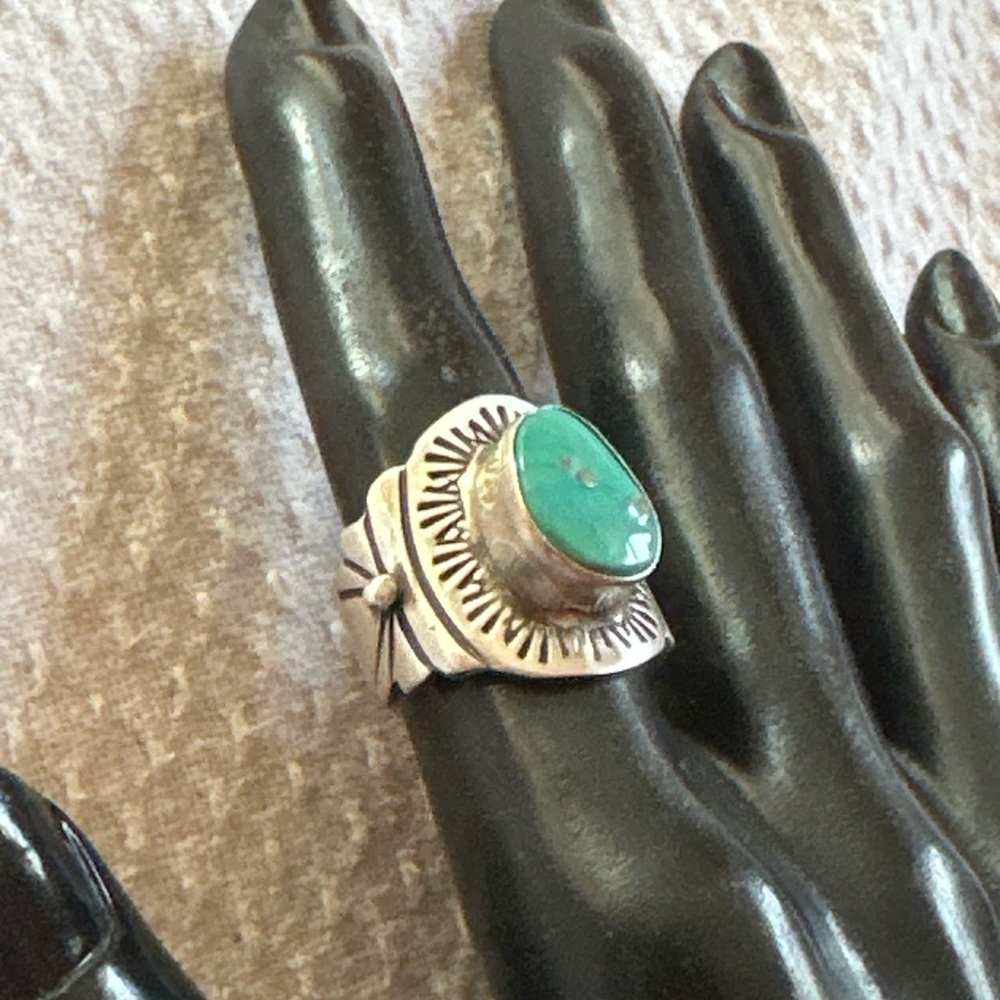 Sterling Silver Turquoise Statement Ring - Green Turquoise